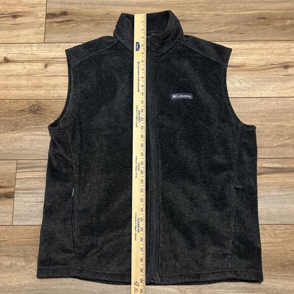 Men's Columbia Fleece Vest SZ LARGE Gray Full Zip Pockets Logo Outdoor - Picture 3 of 8
